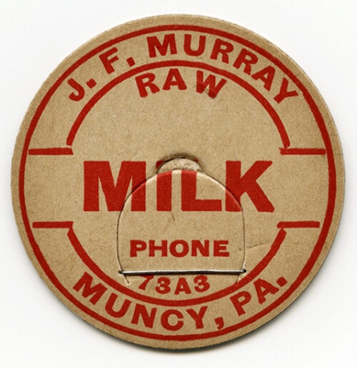 Image of vintage milk cap from JF Murray in Muncy PA